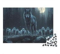 Branco di Lupi Foresta Puzzle 1000 Pezzi Carta per Adulti Notte Gioco di Puzzle 1000 Pezzi Decorazione Regalo 52x38cm/1000pcs