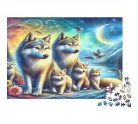 Branco di Lupi Puzzle 1000 Pezzi per Adulti Carta Notte nella Foresta Gioco di Puzzle 1000 Pezzi Concentrazione Arredo Casa Regalo 52x38cm/1000pcs