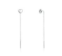 #Brand Gioielli Orecchini Donna, Orecchini Saliscendi Cuore Bombato, Argento, 6 cm, Acciaio Inox Anallergico