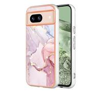 BRAND SET Cover per Google Pixel 8a Placcatura in Conchiglia Marmo Custodia Morbida Siliconata Antiurto Sottile Protezione Gomma Gel Bumper Case per Google Pixel 8a-Oro rosa