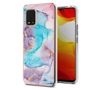 BRAND SET Cover per Xiaomi Mi 10 Lite 5G Placcatura in Conchiglia Marmo Custodia Morbida Siliconata Antiurto Sottile Protezione Gomma Gel Bumper Case per Xiaomi Mi 10 Lite 5G-Marmo Blu