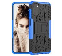 BRAND SET Custodia per Motorola Moto G22 4G Posteriore Case Silicone Misto Doppio Strato Resistente Armor Copertura Bumper TPU Morbido Antiurto Bumper Case Protettiva Staffa-Blu