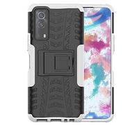 BRAND SET Custodia per Vivo iQOO Z3 Posteriore Case Silicone Misto Doppio Strato Resistente Armor Copertura Bumper TPU Morbido Antiurto Bumper Case Protettiva Staffa Cover per Vivo iQOO Z3-Bianca
