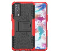 BRAND SET Custodia per Vivo iQOO Z3 Posteriore Case Silicone Misto Doppio Strato Resistente Armor Copertura Bumper TPU Morbido Antiurto Bumper Case Protettiva Staffa Cover per Vivo iQOO Z3-Rosso
