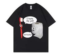 Brand-xrbanime T-Shirt con Stampa Funny con Lettering I Hate My Job T-Shirt Unisex Casual a Maniche Corte Misto di Cotone Tee Top Grafico con Umorismo d'ufficio per Uso Quotidiano