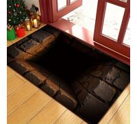 Brand-xrbanime Tappeto 3D Illusione Ottica Cratere di Fontana di Pietra Chiara, Zerbino Divertente Decorativo Lavabile Bagno