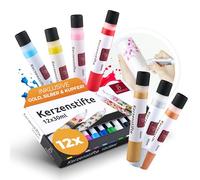 Brandalo Set di 12 matite per candele di alta qualità, colori vivaci, da 30 ml, per candele, candele da battesimo fai da te, ideali per decorare e progettare candele, co