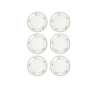BRANDANI 51199 Piattino Pane e Pastry Flora Set 6 Pezzi New Bone China Bianco con Decoro Floreale Verde