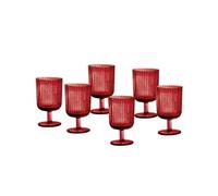 Brandani 51532 CALICE PLISSE ROSSO SET 6 PZ VETRO, cm d 8x14h, 25 cl, colorati, luminosi, peculiari righe verticali, lavabili in lavastoviglie
