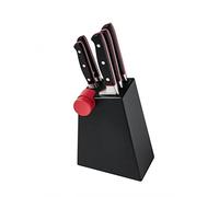 Brandani 52133 Ceppo Coltelli Nero Con Affila Coltelli Integrato e 5 Coltelli Inox, 15,5x11x36h
