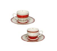 Brandani 52373 Tazzina Caffe Connubio Set 2 Pezzi Porcellana, cm d 13x6h, tazzina cm 6,5, 80 ml, Forno, Freezer, Lavastoviglie, Microonde