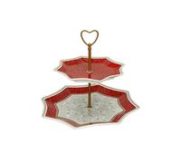 Brandani 52379 Alzata Stella Connubio Porcellana, 28x28x24h cm, Colore Rosso, Alzata due piani, Forma Stella