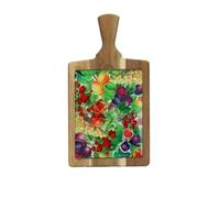 Brandani 52442 Tagliere Le Primizie Acacia Vetro Decorato, 18x34.5 cm