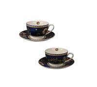 Brandani 52445 TAZZA THE DANUBIO BLU SET 2 PZ NEW BONE CHINA, cm d 15x8h, 200 ml, lavastoviglie/microonde/freezer
