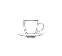 BRANDANI 52477 Tazzine Caffè Double Wall con Piattino Set 2 Pezzi in Vetro Borosilicato Trasparente