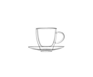 BRANDANI 52477 Tazzine Caffè Double Wall con Piattino Set 2 Pezzi in Vetro Borosilicato Trasparente