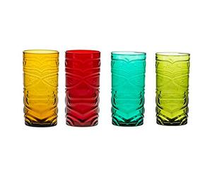 Brandani 53154 Set 4 Bicchieri Tiki colori assortiti vetro