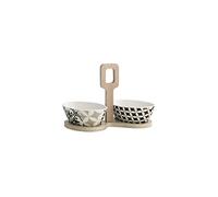 Brandani Gift Group S.A.S. Antipastiera alhambra in porcellana con supporto in bamboo naturale set 2 pezzi ANTIPASTIERA ALHAMBRA IN PORCELLANA CON SUPPORTO IN BAMBOO NATURALE SET 2 PEZZI