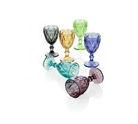 Brandani 54112 Set 6 Calici Diamante colori assortiti vetro