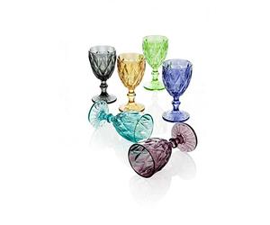 Brandani 54112 Set 6 Calici Diamante colori assortiti vetro