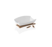 Brandani 54142 Antipastiera relax in porcellana bianca con supporto e 3 forchettine bamboo