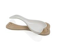 Naswei 54613 Brandani-Porta mestolo in Porcellana a Forma di Cuore con Supporto in bambù Naturale, Multicolore