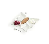 Brandani 55755 Antipastiera Farfalla porcellana bianca con tre forchettine bamboo