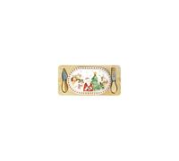 Brandani 84800 Tagliere Racconti Porcellana Con Supporto Bamboo e 2 Coltelli Formaggio Inox 34x16 cm