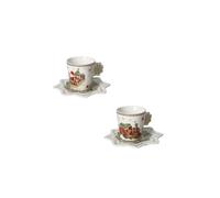Brandani 89914 Tazzina Caffè con Piattino Christmas - Set da 2 Pezzi in New Bone China - 12,5 x 12,5 x 6 cm