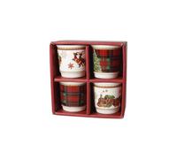 Brandani 89927 Bicchierino Christmas Set 4 Pezzi in New Bone China â€“ Eleganza Natalizia per Ogni Bevanda - 6x6 cm