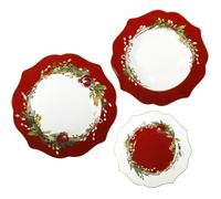 Brandani 89960 Set di Piatti Natalizi Brandani 89960 - Collezione Carol, 18 Pezzi in New Bone China