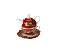 Brandani 89966 TEIERA C/TAZZA E PIATTINO rosso new bone china cm ø 16,5x14h