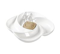 BRANDANI Antipastiera Girella in Porcellana e Bamboo con 4 Forchettine 24cm