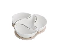 Brandani Antipastiera in porcellana con 4 scomparti separati e base in bamboo B