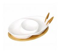 Brandani Antipastiera in porcellana con forchettine e base in bamboo Bambù,Porc