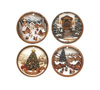 BRANDANI Bianco Natale Decorazione Natalizia Sottopentola Set 4 Pezzi 11cm Ceram