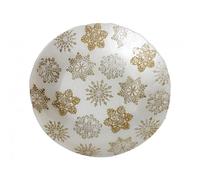 BRANDANI Centrotavola Coppa Christmas Stelline 40cm Vetro Bianco Oro Tavola di N