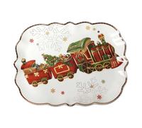 BRANDANI Christmas Vassoio Natalizio Rettangolare Trenino 33,5x25cm Porcellana