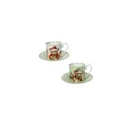 BRANDANI “Coccole” Set 2 tazze con piattino - New Bone China, Ø 15 × 9,5 h cm - Forno, microonde, freezer, lavastoviglie.