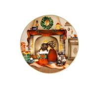 BRANDANI Cuccioli Piattino Natalizio Bimba al Caminetto 30cm Porcellana