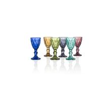 BRANDANI Diamante Set 6 Pezzi Liquorino Bicchiere da Shot Colorato Vetro