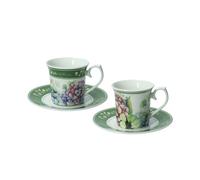 BRANDANI Flora Set 2 Pezzi Tazza Caffè Espresso con Piattino 100ml Porcellana