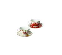 BRANDANI “Gioco di Luci” Set 2 tazze da tè con piattino - New Bone China, d 15×8 h - Forno, microonde, freezer, lavastoviglie.