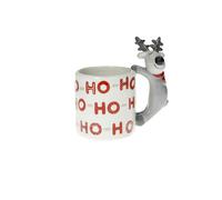 BRANDANI Ho-Ho-Ho Tazza Mug con Renna Grigia 13x14cm Tavola di Natale