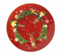 BRANDANI Piatto da Portata Elfomagia 30,5cm Rosso Porcellana Tavola di Natale