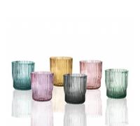 BRANDANI Plissè Set 6 Pezzi Bicchiere Shot Liquore 70ml Vetro Colorati