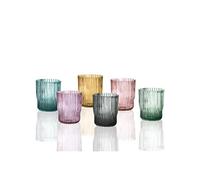 BRANDANI Plisse Set 6 Pezzi Bicchieri Colorati Assortiti 250ml Vetro