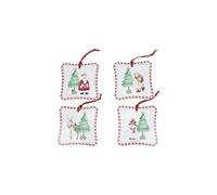Brandani “Racconti” Decoration set 4 pz in ceramica/sughero 10,5×10,5 cm, appendibili con cordicella.