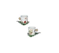 BRANDANI “Racconti” set 2 tazze cappuccino/tè con piattini albero - New Bone China, 15,5×12×8,5 cm, lavabile in lavastoviglie.