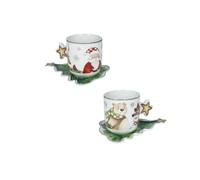 BRANDANI Racconti Tazza Tè con Piattino Natalizia Set 2 Pezzi Porcellana